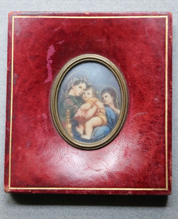 Framed Miniature Reproduction of "Madonna of the Chair" ("Vierge à la Chaise") by Raphael