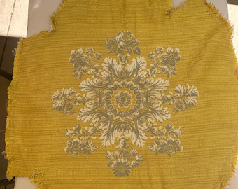 French, Wool and Silk, Jacquard, Upholstery Remnant, Floral Motif