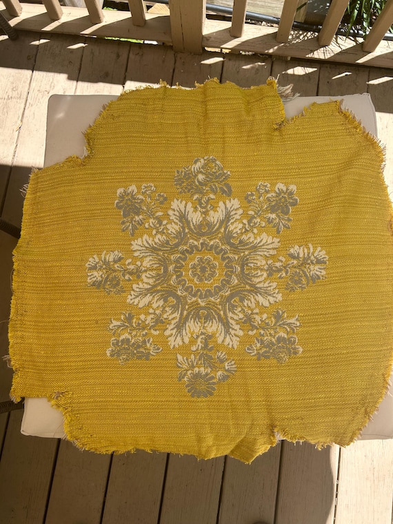 French, Wool and Silk, Jacquard, Upholstery Remnant, Floral Motif
