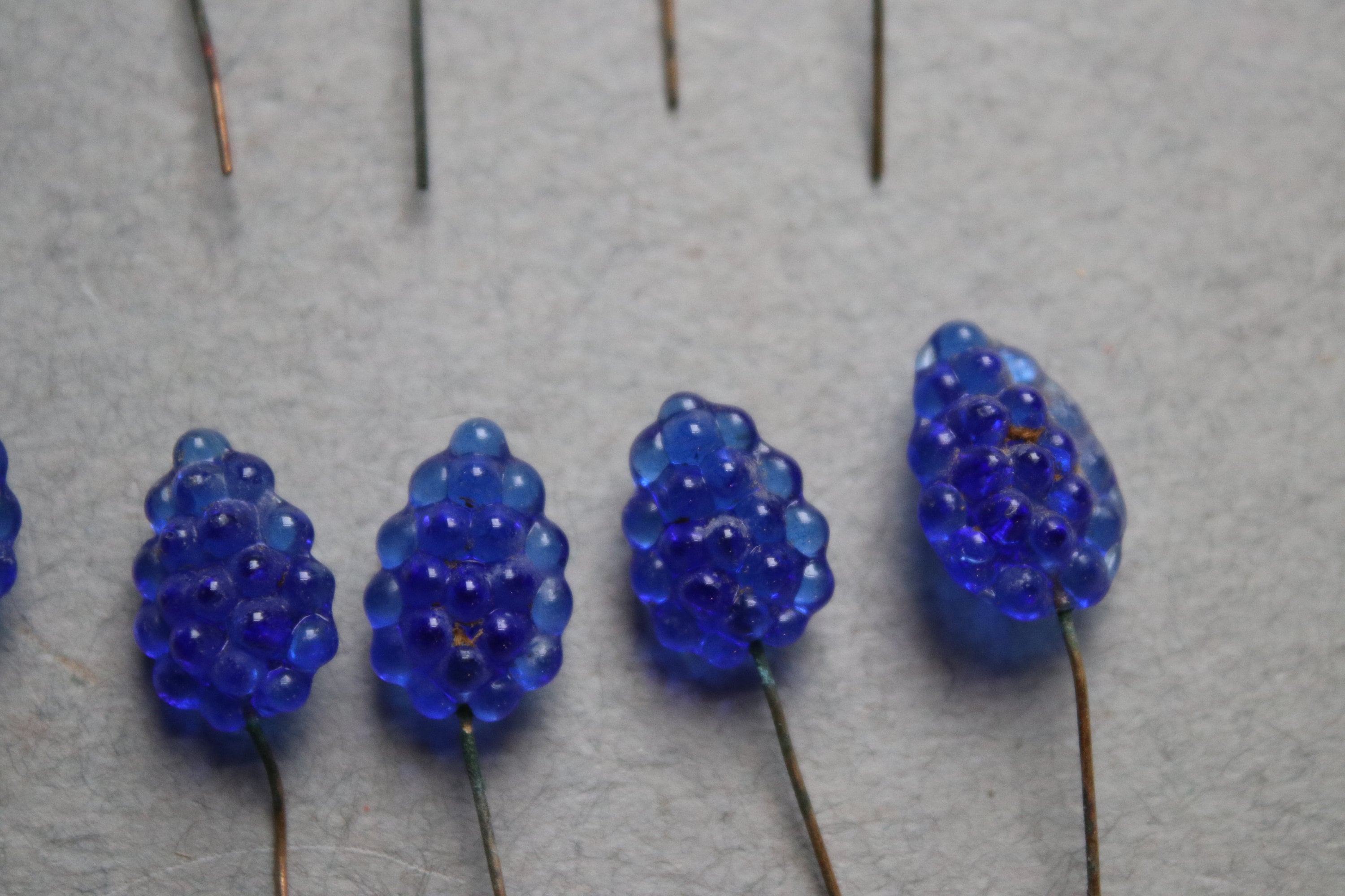 RESERVED for V Vintage Blue Glass Millinery Pins