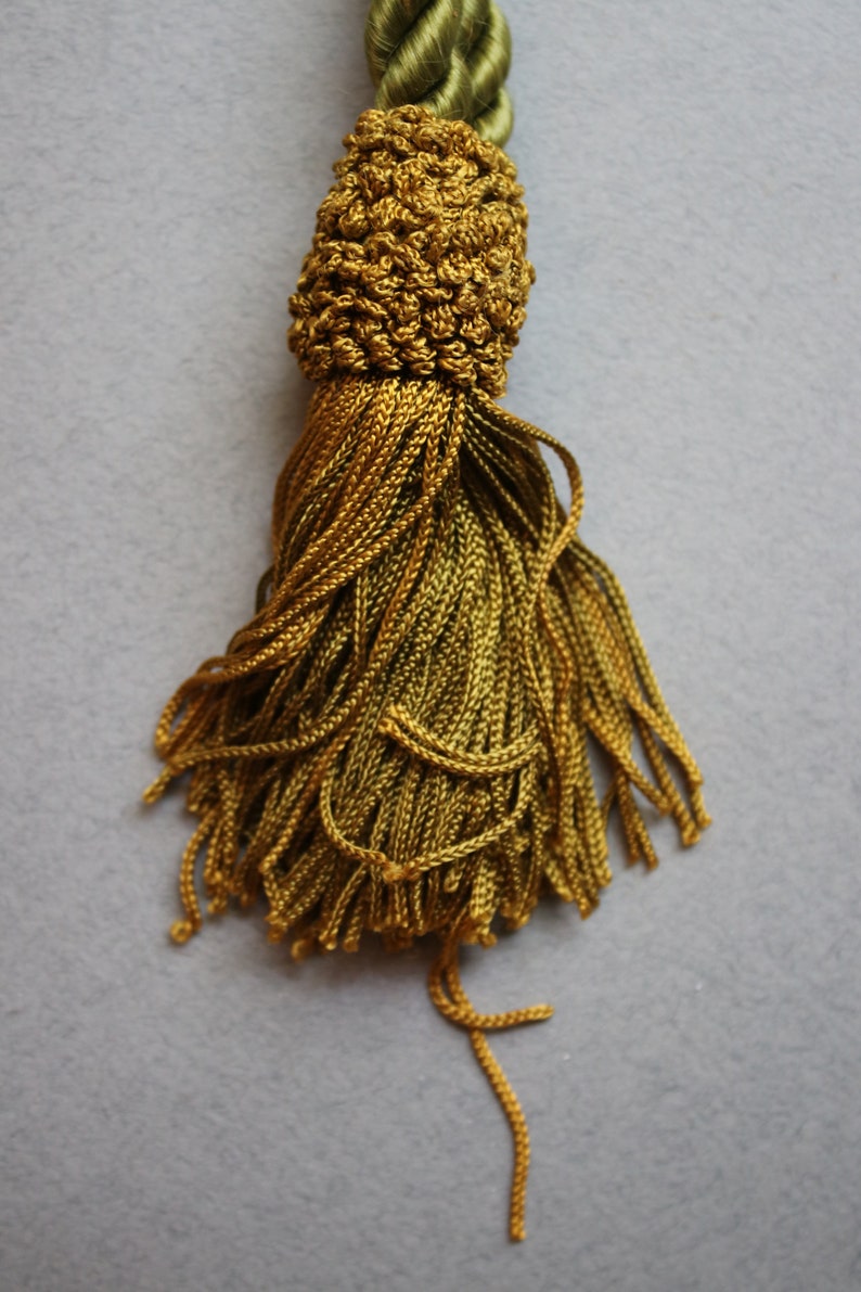 Silk Rope Curtain Tieback Tassels in Green and Gold