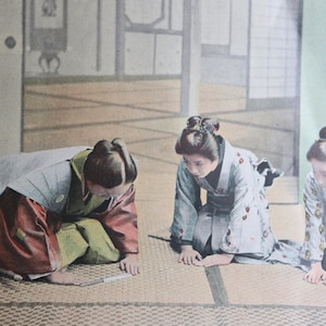 Antique, French, Photochrom Print- &quot;Visite de Cérémonie au Japon&quot;