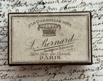 Antique, Parisian, Cardboard Jewelry Box from L. Bernard's A La Corbeille d'Or (In the Golden Basket), Rue de Rivoli