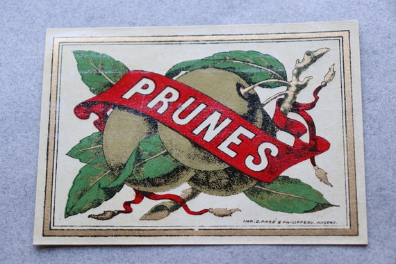 Antique, French, Prunes Label by G. Paré and Philippeau of Angers