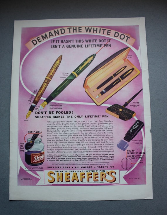 Sheaffer's 1938 Lifetime Fountain Pen Ad/Life Magazine Cover Commander of the Czech Army