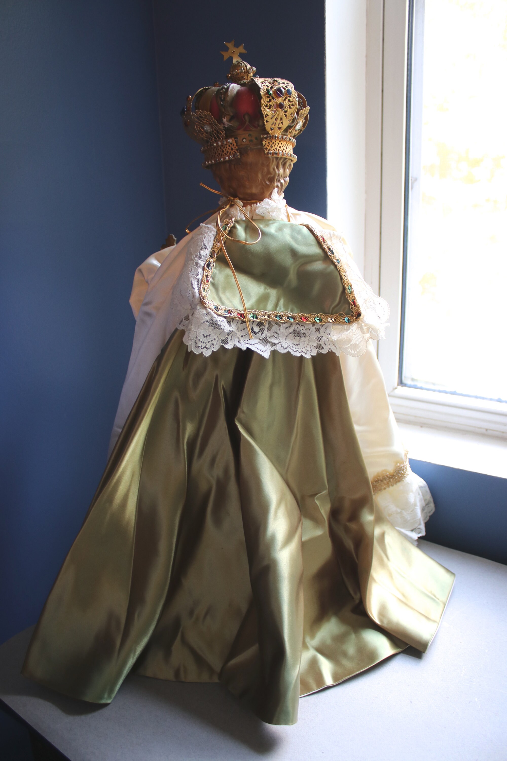 Reserved for L Infant of Prague Chalkware Statue with Crown and Vestments