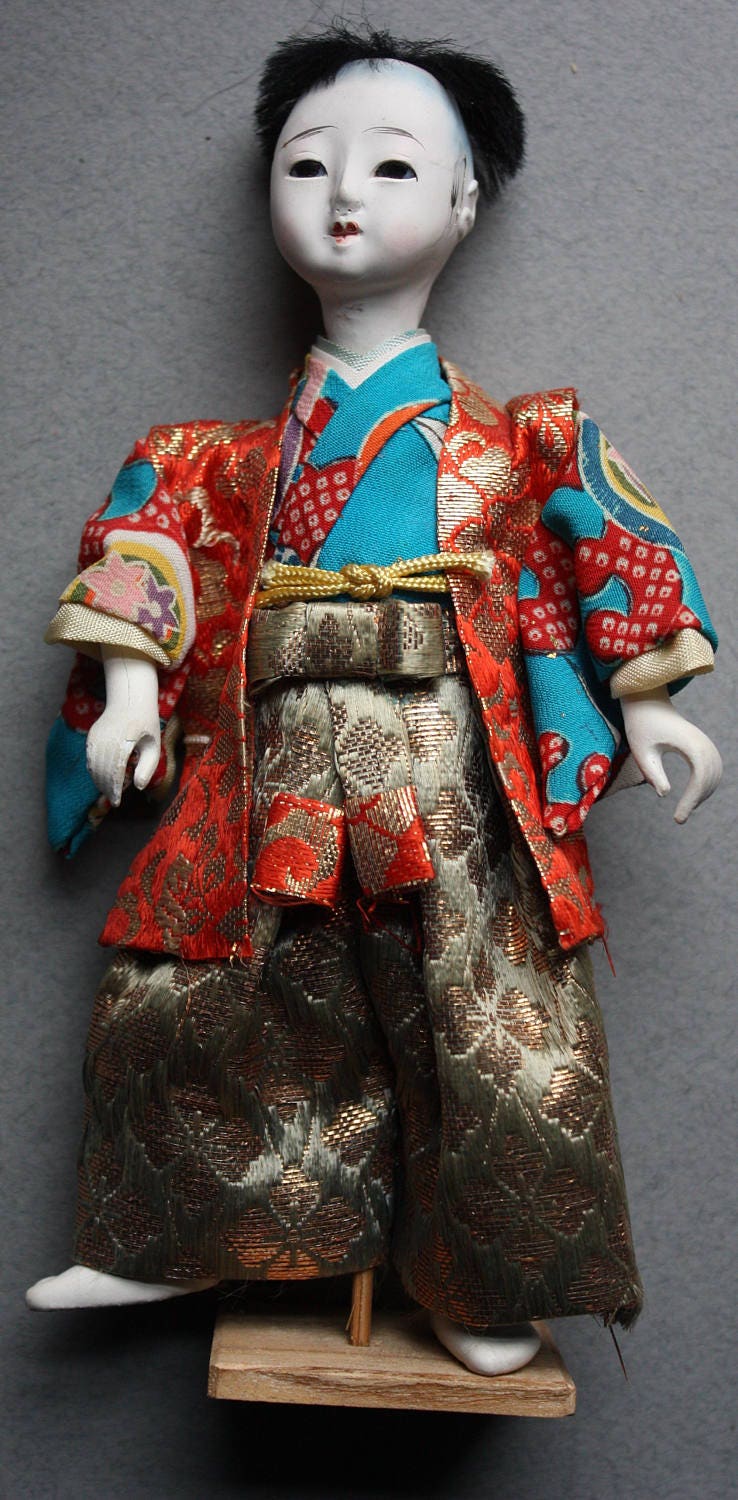 Japanese Traditional MaskDance Doll with Six Masks