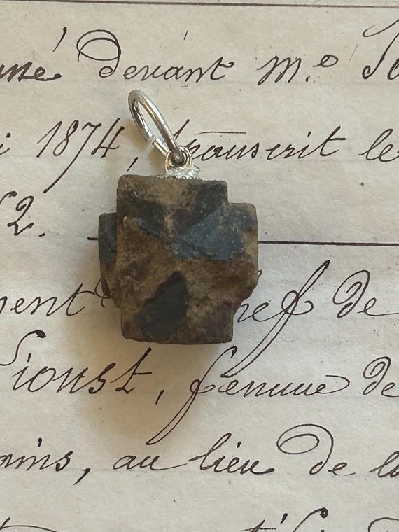Cross of Brittany, Staurolite Crystal Pendant, from France
