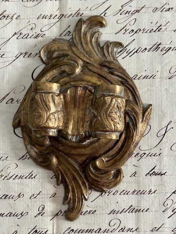 Muller Frères of Paris, Antique, Brass, Art Nouveau, Sconce Backplate