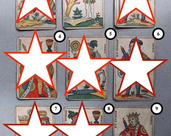 Individually Sold, Antique Playing Cards from French, BP Grimaud Aluette (or La Vache) Deck