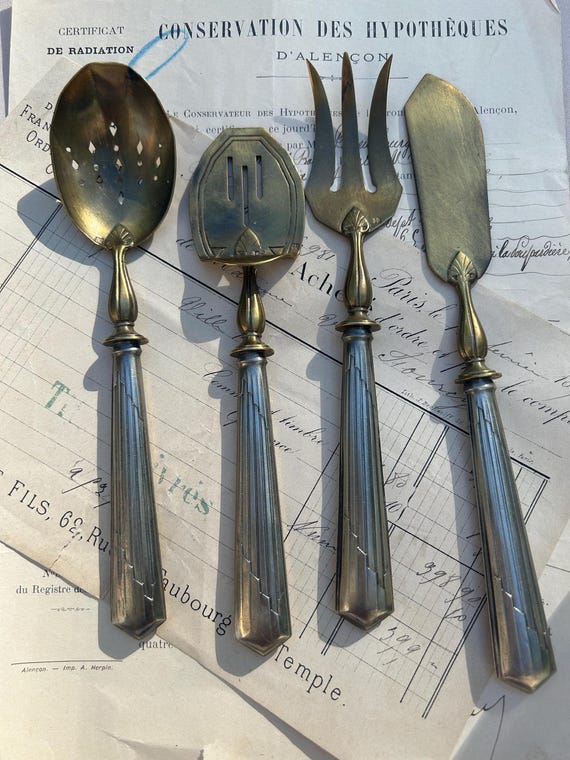 French, Art Deco, Silver-plated Mignardise (Petit Four) Serving Set
