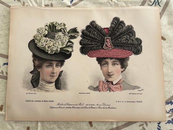 French Fashion Engraving from the Société des Journaux de Mode Réunis, Circa 1800s