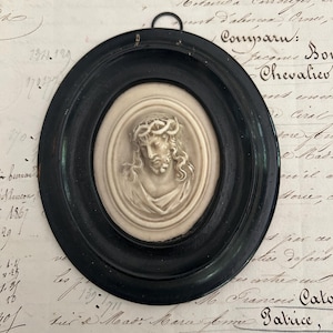 French, Meerschaum Christ in Wood Frame, 19th Century