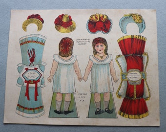 Antique, French, Uncut Paper Doll Sheet