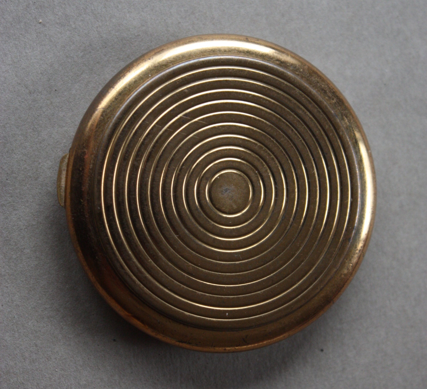 Small Powder Compact with Gray Lid, Stamped Made in USA