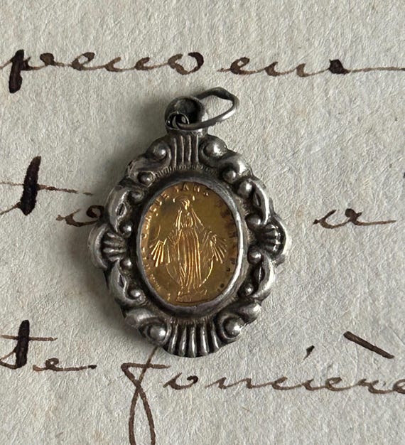 French, Antique (Circa 1800s) Pendant, Miraculous Medal