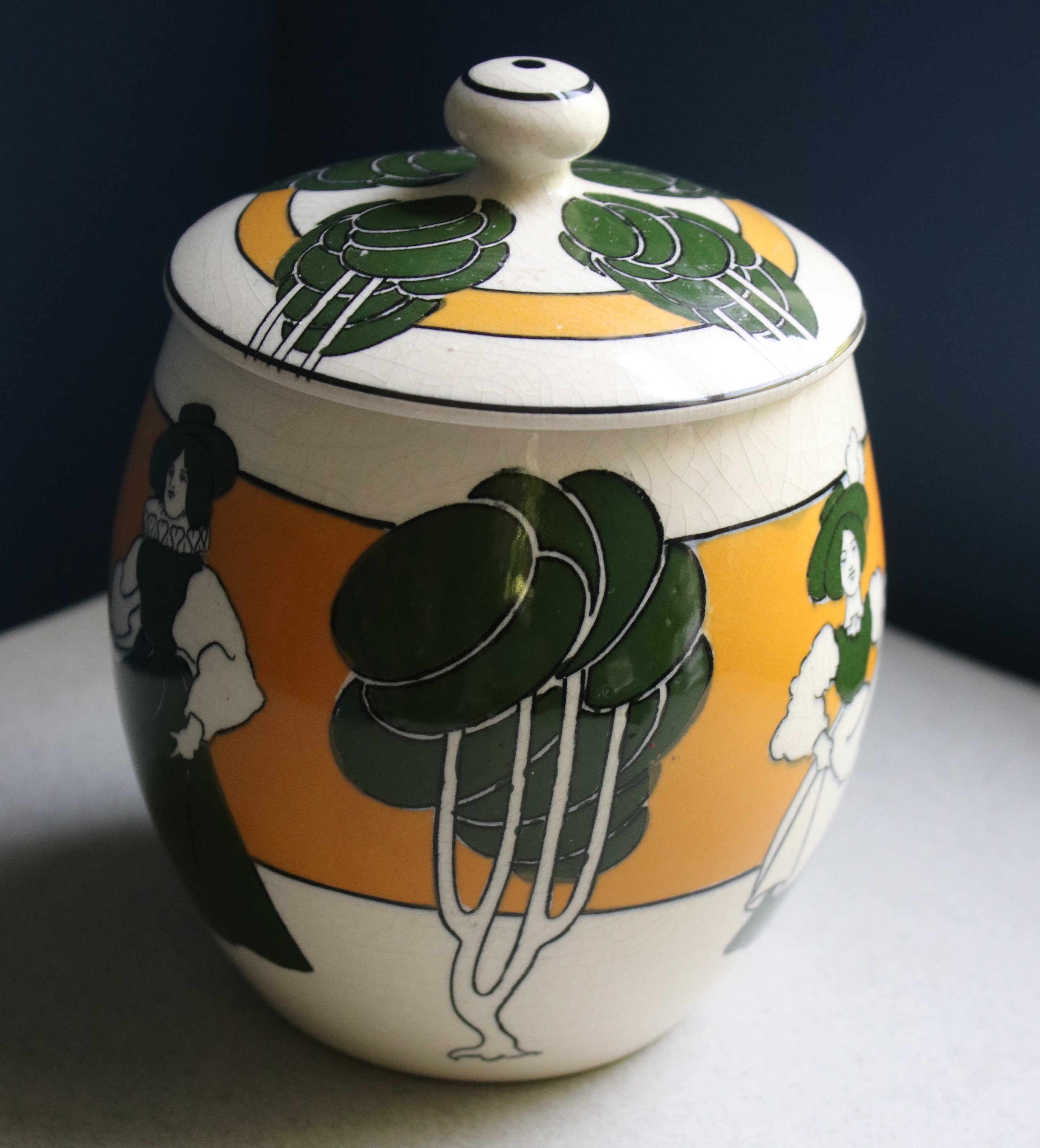 Art Nouveau, Antique Wardle Lidded Pottery Jar