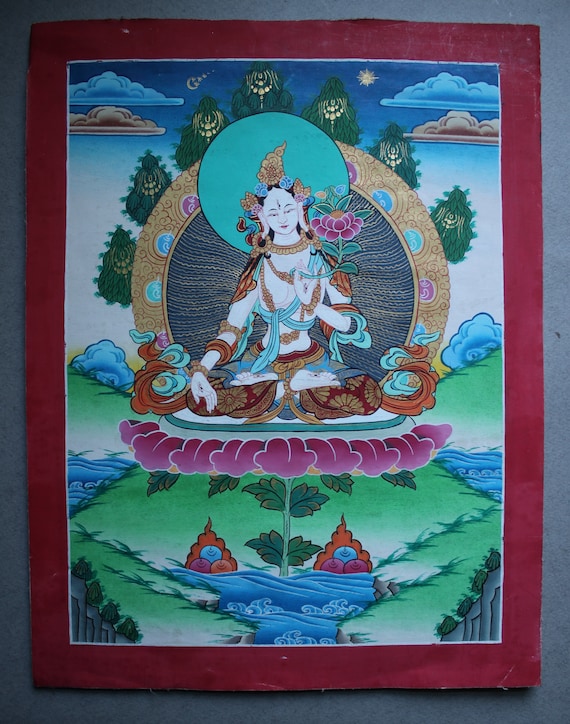 White Tara Tibetan Thangka