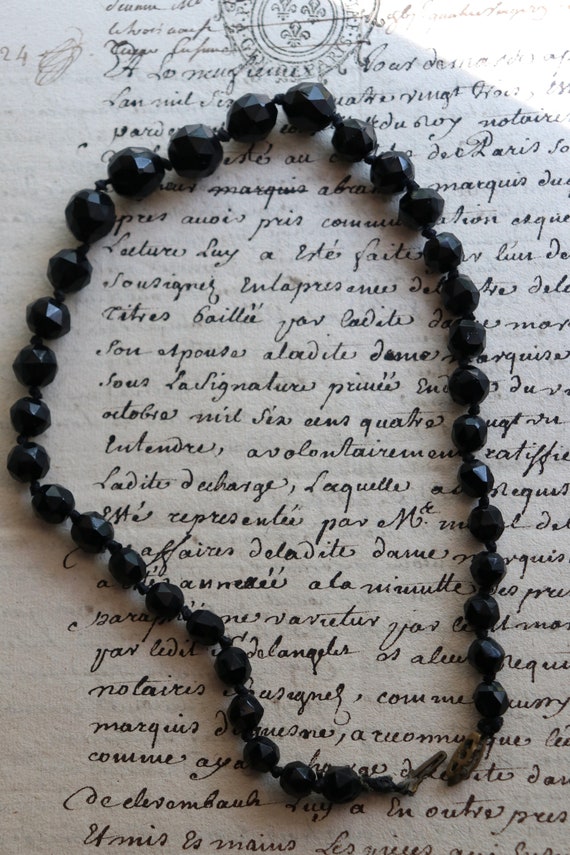 Antique, Black, French Jet (Glass) Choker with Gr… - image 2