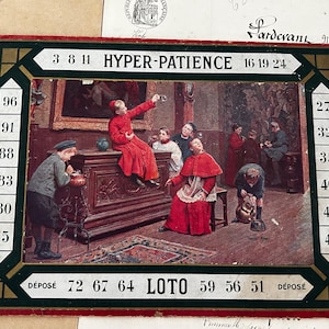 Antique, French, Hyper-Patience Lotto Card, Circa Early 1900s