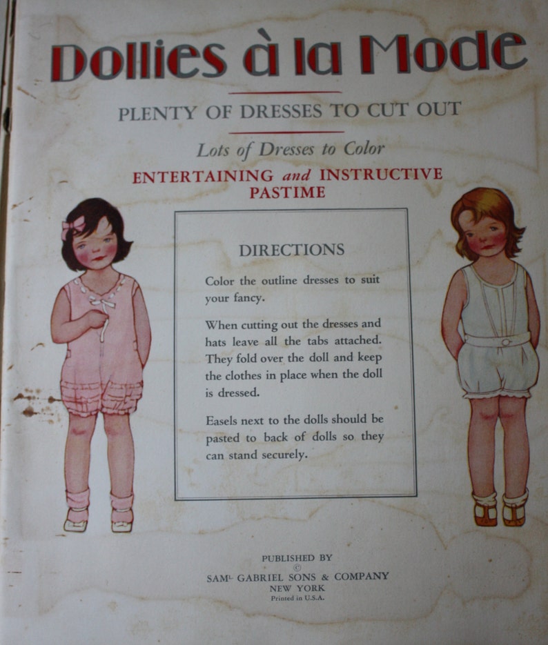 Dollies a La Mode Paper Dolls Circa 1930s Etsy