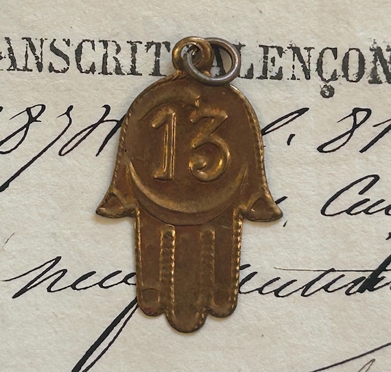 WWI Era Poilu's (Infantryman's) Pendant, Hand of Miriam/Fatima, Hamsa, No. 13 Good Luck Charm, from France