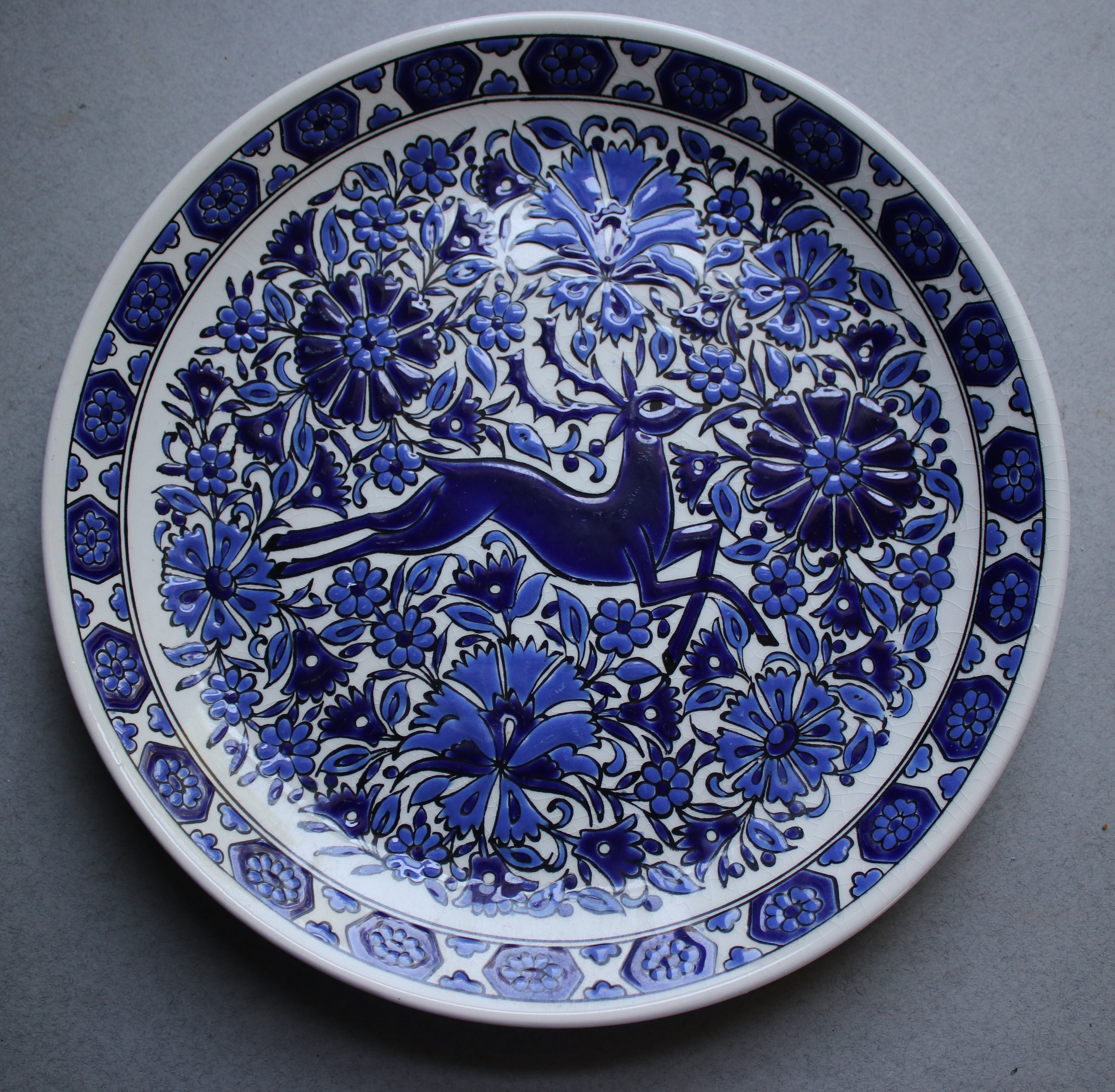 Handmade Lindos Keramik Greek Decorative Plate from Asgourou, Rhodes