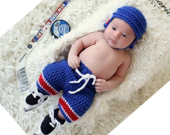 MADE-TO-ORDER gehaakte baby hockeysets, schaatsen, jij kiest teamkleuren, pasgeboren/0-3 maanden