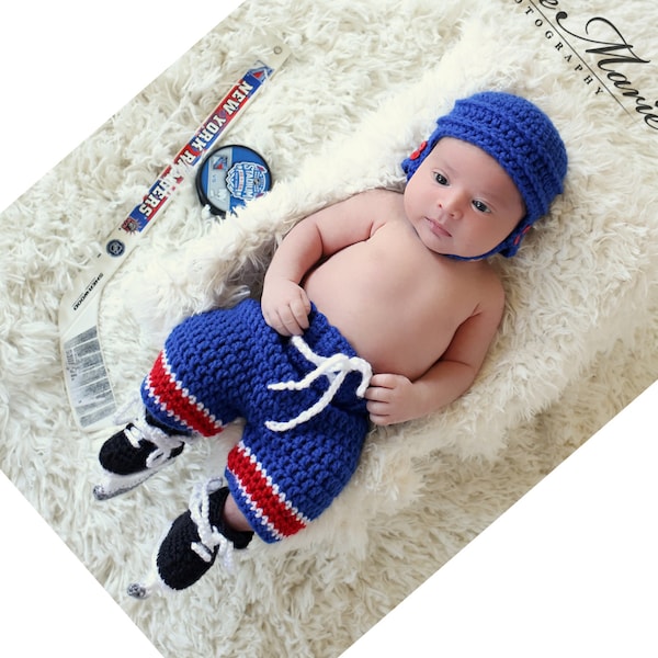 MADE-TO-ORDER Crochet Baby Hockey Sets, Skates, You Choose Team Colors, Newborn/0-3 Months