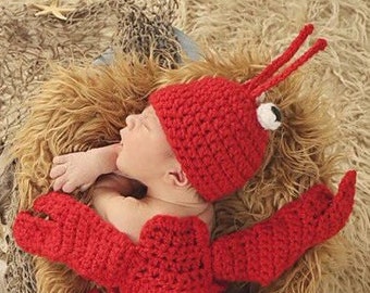 Crochet Lobster Hat for Infants, 3-6 Mos/6-12 Mos, Made-To-Order