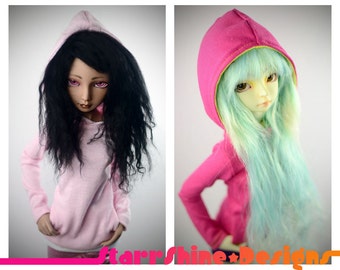 BJD MSD 1/4 Vêtements de poupée - Concevez votre propre pull à capuche de style fille - 20 couleurs - Fabriqué sur commande