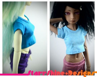 BJD MSD 1/4 Vêtements de poupée - Concevez votre propre crop top Tee - 20 couleurs - Fabriqué sur commande