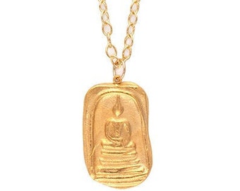 Gold Organic Buddha Charm Necklace, Handmade, Friendship Gift, Yogi Gift, Yoga Gift, Buddah Jewellery, Namaste Jewelry