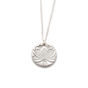Lotus Flower Charm Necklace in Silver, Lotus Blossom, Yoga Jewelry, Namaste, Flower Necklace, Flora Jewelry, Yogi Gift, Yoga Gift image 1