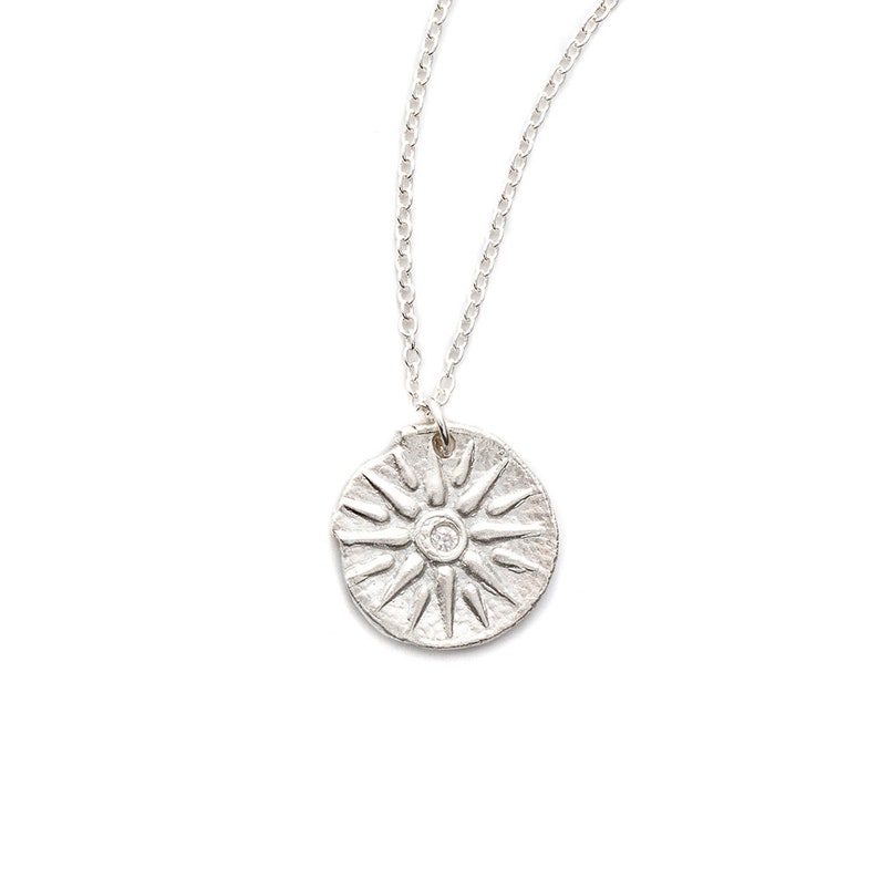 Sun Charm Necklace in Silver or Gold/ Yoga gift/ Friend gift/ BFF/Spring/Summer/ Mothers Day image 1