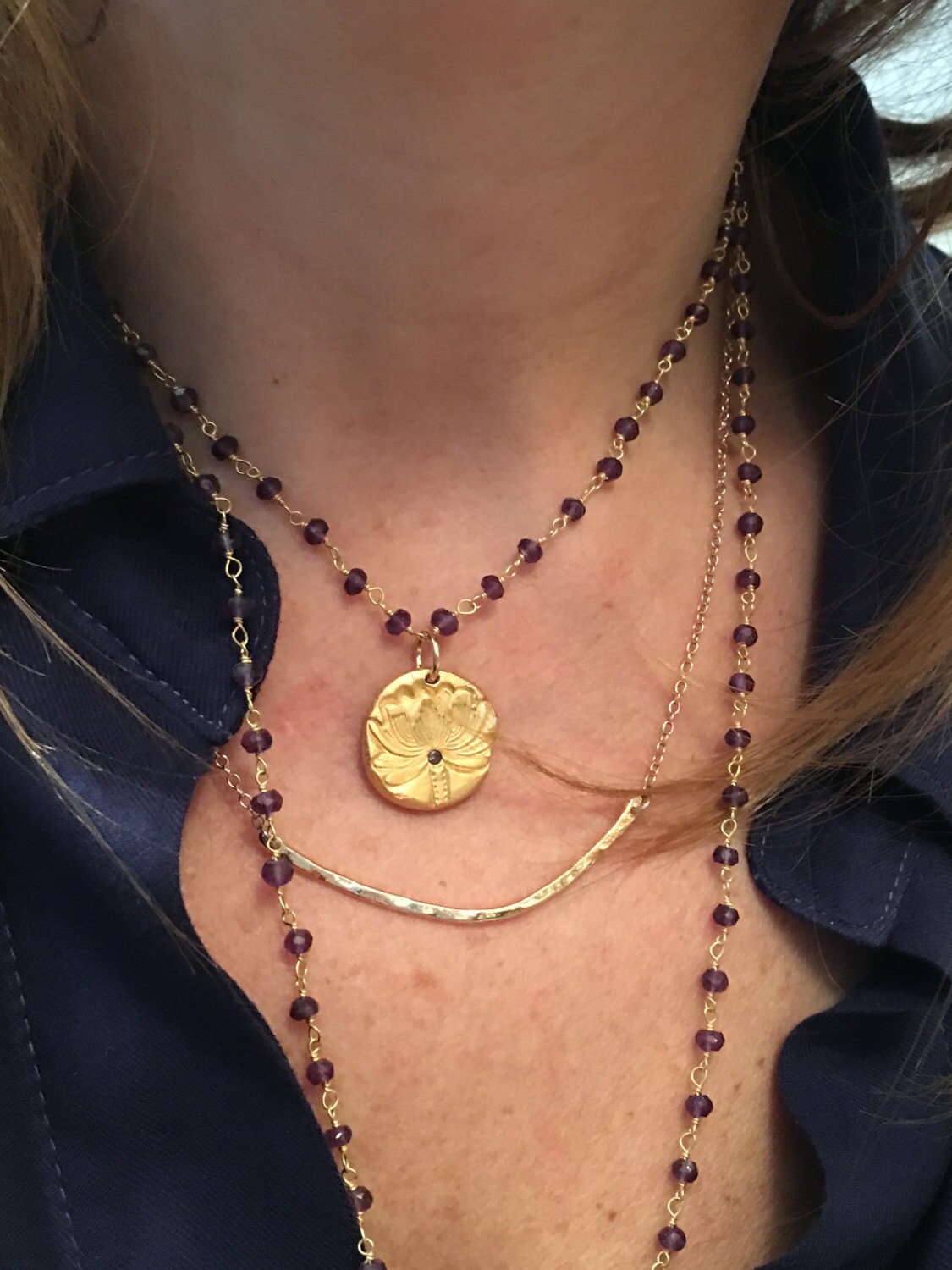 Collana con fiore di loto, gioielli per yoga e meditazione, collana simbolo di purezza e forza, regalo spirituale, gioielli boho per gli amanti dello yoga - Italia