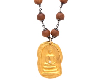 Gold Organic Buddha Charm Necklace, Handmade, Friendship Gift, Yogi Gift, Yoga Gift, Buddah Jewellery, Namaste Jewelry, MAS Designs Maxine