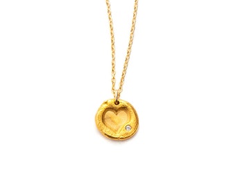 Heart Charm Necklace Gold, Valentines Gift, Love Jewelry, Love Necklace, Sweet Sixteen, Wife Gift, Girlfriend Gift, Mothers Day Gift