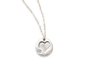 Silver Small Heart Charm Necklace, Gift for Mom, Love Necklace, Sweet Sixteen, Wife Gift, Girlfriend Gift, Mothers Day Gift