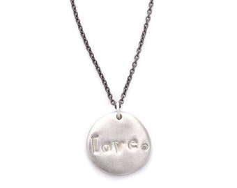 Love Word Charm Necklace in Silver or Gold, Custom Word Pendant, Custom Name, Hope, Love, Faith, Calm, Friendship Gift, Girlfriend Gift