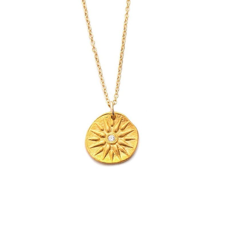 Sun Charm Necklace in Silver or Gold/ Yoga gift/ Friend gift/ BFF/Spring/Summer/ Mothers Day image 2