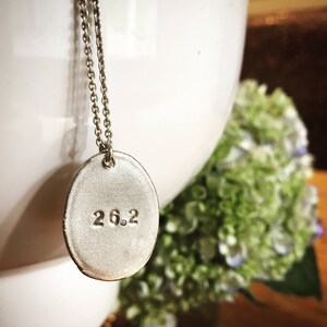 Marathon Runner Necklace/ 26.2 miles/ Running Gift/ Silver Jewelry/ Handmade/ Sports Jewelry Jewellery by Mas Designs Maxine Schwartz