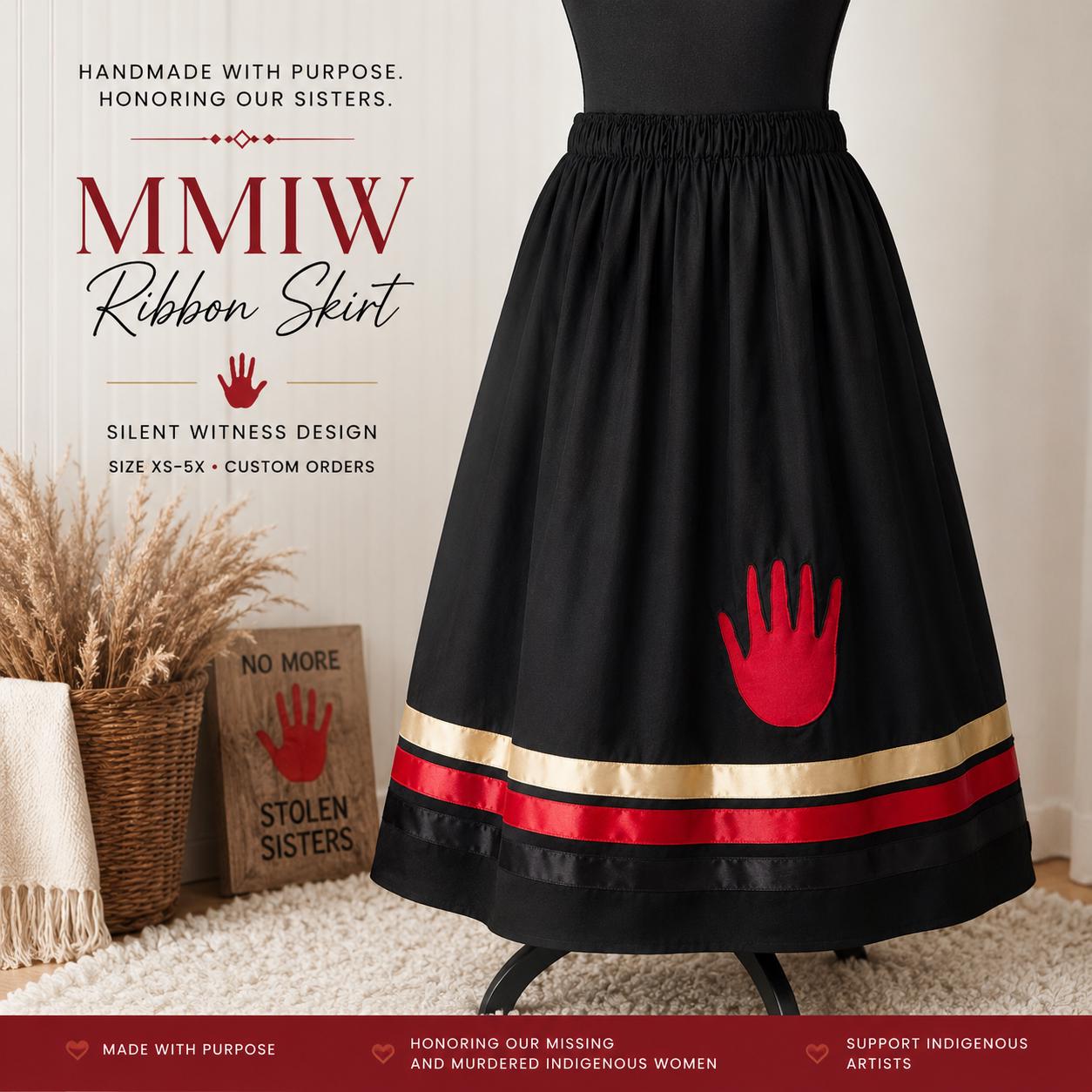 MMIW Ribbon Skirt | Handmade Native Inspired Red Hand Design - Etsy