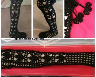 PDF Crochet Pattern Spider  Thigh High Stockings Sizes Adult Small to XXXL