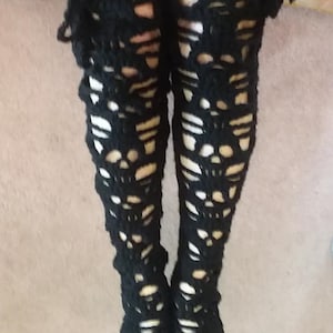 PDF Crochet Pattern  Creepy Skull Thigh High Stockings Sizes Adult Small to XXXL