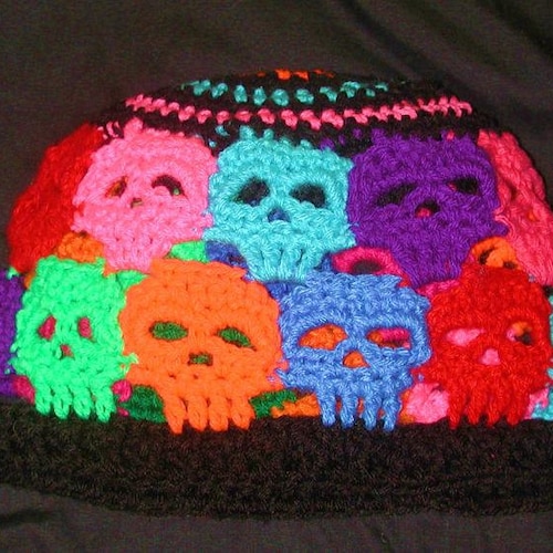 PDF Colormecrazy Creepy Skull Beanie and Ear Warmer Crochet Etsy