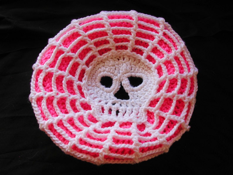 PDF Crochet PATTERN Web Skull Slouch Hat image 2