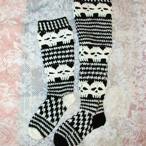 PDF Crochet Pattern  Creepy Skull Slipper Stockings Knee High and over the knee Versions