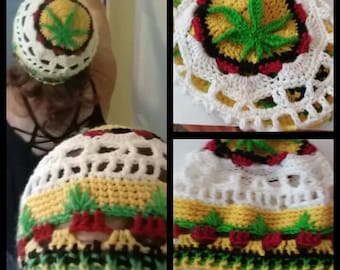 PDF Only Wacky Tobacky Pot Leaf Beanie or Slouch with Skulls