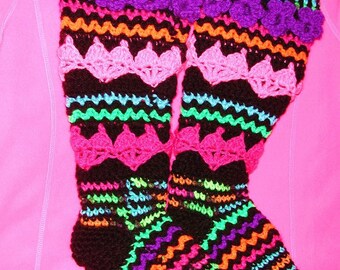 PDF Crochet Pattern  Plus size  Hearts and Posies for your Tosies Slipper Stockings